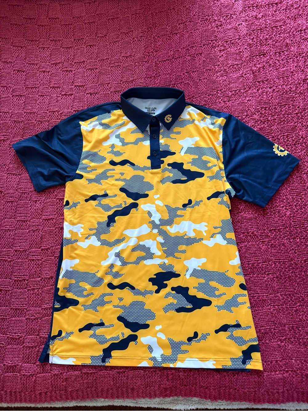 Mens Gear Up Camo Style Golf Polo Shirt Large